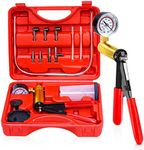 2 in 1 Brake Bleeder Kit, 16 Pcs Hand Held Vacuum Pump Tester with Gauge Jar Adapters Protected Case, Auto Manual Brake Fluid Brake Bleeding Kit Tool for Car Automotive Bike Motorcycle Motorbike Truck
