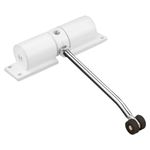 Automatic Spring Door Closer, Adjustable Door Spring Closer for Interior Door, Quiet Auto Door Closing for Door Weights 20-35kg, with Adjusting Rod and Screws (White)