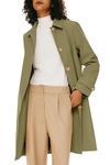 Orolay Women's Trench Coat Single-Breasted Mid Long Classic Lapel Windproof Slim Outerwear Coats Green L