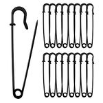 Urmspst Safety Pins (Upgraded), 4" Large Safety Pins Pack of 15 for Clothes Leather Canvas Blankets Crafts Skirts Kilts, Extra Large Safety Pin Heavy Duty Safety Pins (Black)