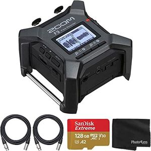 Zoom F3 2-Input / 2-Track Portable Field Recorder with 2 XLR Cables, SanDisk 128GB Memory Card + Cleaning Cloth