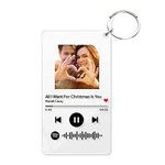 Custom Scannable Spotify Code Plaque Frame Keychain Acrylic Keyring for Photo Customizable Printed Song Plaque Music Keychain Personalized Glass Photo Frame Valentine's Day Gift 2.1×3.4in