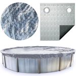 SWIMLINE HYDROTOOLS Silver King Heavy Duty Winter Pool Cover for Above Ground Swimming Pools | for 24 FT Round Pools | 28 FT Cover Size | Silver/Black | Winch & Cable Included | PCO1428