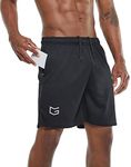 G Gradual Men's 7" Workout Running Shorts Quick Dry Lightweight Gym Shorts with Zip Pockets, Mens, Black, Medium