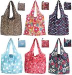 SNAILGARDEN 6 Pack Reusable Shopping Bag,Eco Friendly Foldable Grocery Bags,6 Styles Large Heavy Duty Washable Tote Bags, Multicolor, L