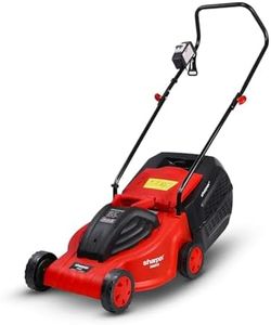 Sharpex 1200W Electric Lawn Mower 12-Inch Blade with 30L Grass Catcher Box | Grass Cutting Machine for Garden, Yard | Not Recommended for Mowing Carpet Lawn | Single Phase 1.6HP Motor, Red
