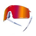 Powster Sports Cycling Sunglasses for Men and Women Interchangeable Six coated lenses UV 400 TR90 Protection Sunglasses for Cycling Baseball Running Fishing Driving Small Red Ion White