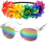 SunnyPro Rainbow Headband Pride Accessories Flower Crown for Women LGBTQ Gay Stuff Parade