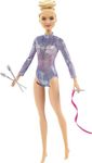 Barbie Rhythmic Gymnast Blonde Doll (12-in/30.40-cm) with Colorful Metallic Leotard, 2 Clubs & Ribbon Accessory, Great Gift for Ages 3 Years Old & Up, GTN65