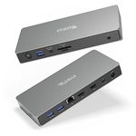 Plugable 11-in-1 USB C Docking Station Dual Monitor, USB4 100W Laptop Charging Dock for Windows and Thunderbolt, 4K HDMI 2.1 up to 120Hz, 2.5Gbps Ethernet, SD Reader, 20W USB-C Charging - Driverless