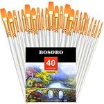 BOSOBO Paint Brushes Set, 4 Pack 40 Pcs Round Pointed Tip Paintbrushes Nylon Hair Artist Acrylic Paint Brushes for Acrylic Oil Watercolor, Face Nail Art, Miniature Detailing & Rock Painting, White