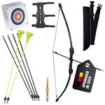 Sumpley Bow and Arrow Archery Set for Youth Beginners | Basic Bows with 4 Arrows & 2 Suction Cup Arrows, 4 Targets, Arm Guards, Archery Quiver and Accessories | for Adult and Kids Gift Outdoor Sports