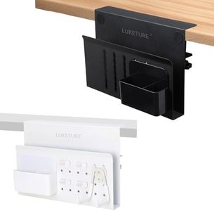 LUKETURE Desk Side Storage, Under Desk Storage, No Drill Under Desk Laptop Mount, Steel Hanging Desk Organizer, Clamp on Laptop Holder for Office and Home, Fits Flat Edge Desks 0.4" to 2.8"