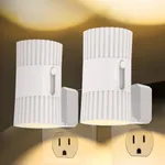 QQV Night Lights Plug into Wall, 90° Rotatable Plug in Night Light with Dusk to Dawn Sensor, 0-100LM Dimmable Wall Light, 3000K Soft Glow Led Nightlight for Bedroom Bathroom Hallway Stairway, 2 Pack