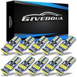 GIVEDOUA 194 LED Car Bulbs, T10 168 LED Light Bulbs, Upgrade 15smd 4014 chipset 175 2825 LED Light for Car Interior Dome Map Door Courtesy License Plate Lights, White 10Pcs