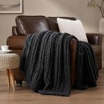 Battilo Dark Grey Chunky Knit Throw