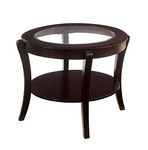 Furniture of America Astrid Contemporary Glass Top End Table, Espresso