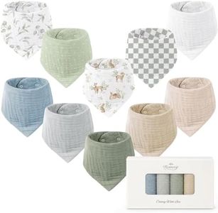 Konssy 10 Pack Baby Muslin Bandana Bibs for Drooling and Teething