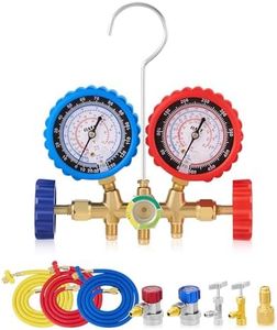 OrionMotorTech 1.52m AC Gauge Set for R134A R12, R22, R502 Refrigerants, with Couplers and Can Tap