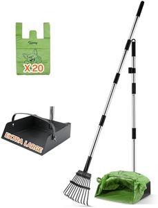 Toozey Upgrade Dog Pooper Scooper with Extra Large Stainless Metal Poop Tray & 54.33" Long Handle Rake Scoop, Easy Waste Cleanup for Large, Medium, Small Dogs with 20 Bags