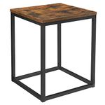 VASAGLE End Table, Square Side Table, Night Table, Steel Frame, for Living Room, Study, Bedroom, Industrial, Rustic Brown and Black LET270B01