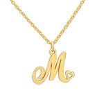 Roides Arts Unisex-Adult A-Z Name Intials_With Heart Gold Plated Necklace (M) For Unisex Adult