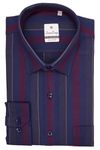 7-DAYS Men's Navy Blue and Maroon Striped Formal Shirt - 100% Pure Cotton, Regular Fit, Full Sleeve, Size 42 XL, Dark Blue | Gents Stripe Shirt for Semi – Formals and Business Casual