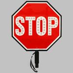 SmartSign LED STOP Paddle - Reflective Hand Held Stop Sign with Handle, 18" Double-Sided, Steady/Flashing LED Light Modes, Rechargeable, Foam-Padded Grip, Red, Pack of 1