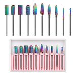 Makartt Nail Drill Bits Set, 10Pcs Tungsten Carbide, Remove Acrylic Poly Nail Gel Nail Polish B-36, 3/32 inch for Acrylic Gel Nails Cuticle Manicure Pedicure