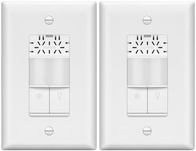 LIDER Humidity Sensor Switch and Motion Sensor Light Switch, PIR Sensor, Humidity Detection, Occupancy/Vacancy, No Neutral Required, ¼ HP, 1-Pole, UL Listed, White, Wall Plate Included, 2 Pack