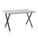 TUKAILAi 120 cm Dining Table Concrete Effect Rectangle Kitchen Table with X-Shaped Metal Legs, 4-6 Seater Wooden Dining Table for Dining Room Home Restaurant