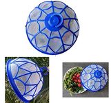 Babbu Food Dome Round Plastic Net 12.75 Inch Food Cover Kitchen Table Flies Mosquitoes Insect Proof Dining Tables Covers Rice Vegetable Covers for Anti Fly Mosquito Mesh (Dark blue)