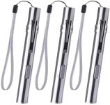 WholeFire 3PCS LED Penlight Mini Diagnostic Medical Pen Torch Light, Stainless Steel Waterproof USB Rechargeable Pen Light with Pocket Clip, USB Cable for Mechanic, Nurses, Doctors