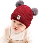 Baby Boys Girls Winter Knit Cap Hat Soft Fleece Velvet Fur Ear Flap Woolen Hat | Skull Beanie Unisex Kids Winter Hat(Maroon)