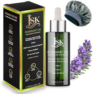 JSK Rosemary Oil for Hair Growth with Silk hair bonnet For Scalp Health 100% Pure Organic Therapeutic Grade for Hair Strengthening Nourishing and Enhancing Shine Hair Loss & Dandruff