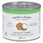 Earth's Choice - Organic Coconut Cream, 20% Fat, Non GMO, Vegan, Paleo, Keto Friendly, BPA Free, 12 Count of 200ml