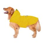 Zellar Dog Raincoat with Hood, Collar Hole, 100% Waterproof Ultra-Light Breathable Rainwear Rain Jacket with Safe Reflective Strips for Medium to Large Dog, Yellow, 6XL