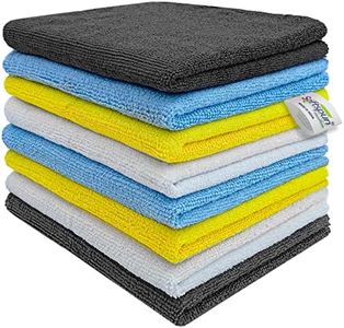 SOFTSPUN Microfiber Basic Cleaning Cloths,8 pcs 40x40cms Pack of 8 280 GSM Multicolor! Highly Absorbent Lint and Streak Free Multipurpose Wash Cloth for Kitchen Car Window Stainless Steel Silverware.