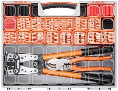 Filluck 245pcs Battery Cable Ends Kit,AWG 2 4 6 8 1/0 2/0 Gauge,0 Gauge 00 Gauge Heavy Duty Wire lugs, 3/8" Ring Terminal Connectors with 3:1 Heat Shrink Tube & Professional Wire Cutter