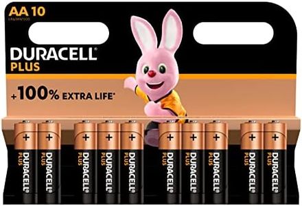 Duracell Plus AA Mignon Alkaline Batteries, 1.5 V, LR6, MN1500, Pack of 10
