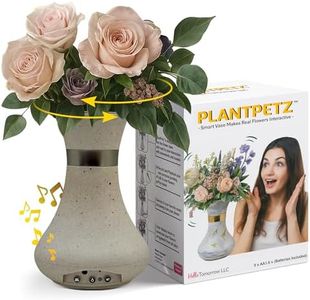 Plant Petz Animated Vase with Bluetooth Speaker - 8.5” Tall |Interactive Smart Flower Vase | Responds to Voice, Touch & Motion | Records Custom Messages | 2 inch Opening, Sand Beach Tan