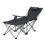 Naturehike 3-in-1 Reclining Camping Chair, Folding Portable Lounge Chair with Detachable Footrest/Side Table/Stool, Adjustable Camping Chair Recliner with Carry Bag