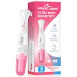 Easy@Home Pregnancy Test Sticks: Early Detection with Ultra High Sensitivity - Easy to Use at Home Rapid Result - Pregnancy Tests with Curved Handle | 3 Pack ONLY-Package May Vary