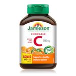 Jamieson Chewable Vitamin C 500 mg - Tangy Orange, 120 Count (Pack of 1)