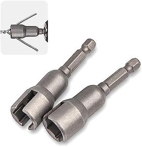 gunhunt 2 PCS Sloting Hexagonal Handle 1/4", Electric Screw Wrench Set, Slot Wrench, Wing Nuts Drill Bit Socket Wrenches Tool, for Wing-shaped Nuts, C-headic Hooks, Screw Hooks (Silver)