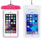 (2Pack) Universal Waterproof Case, Cellphone Dry Bag Pouch Compatible with iPhone 7 6s 6 Plus, SE 5s 5c 5, Galaxy s8 s7 s6 Edge, Note 5 4,LG G6 G5,HTC 10,Sony Nokia up to 6.5" Diagonal-Pink+White