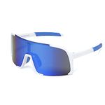 maivnz Baseball Sunglasses for Men Women - UV400 Protection Outdoor Sports Glasses for Cycling, Running, Golf, Softball (White Frame Blue Revo)