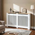 FATIVO Large Tall Radiator Cover Cabinet, External 92cm Height Heater Covers with Wood Texture Nature Top,Inner 90cm Vertical Slats Modern MDF Radiator Shelf Thickened Living Room