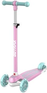 Gotrax Kids Kick Scooter, LED Lighted Wheels and 3 Adjustable Height Handlebars, Lean-to-Steer & Widen Anti-Slip Deck, 3 Wheel Scooter for Boys & Girls Ages 2-8 and up to 110 Lbs