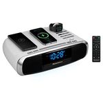 Studebaker Workstaton HiFi Music System with Bluetooth, FM Radio, CD, and Qi Wireless Charging Station (White)